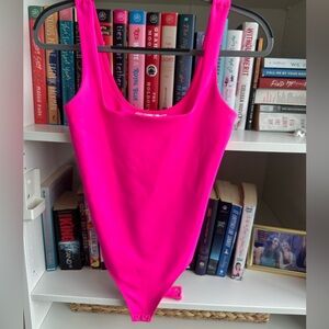 Revolve Good American Scuba Modern Tank Bodysuit in Knock Out Pink Size 2